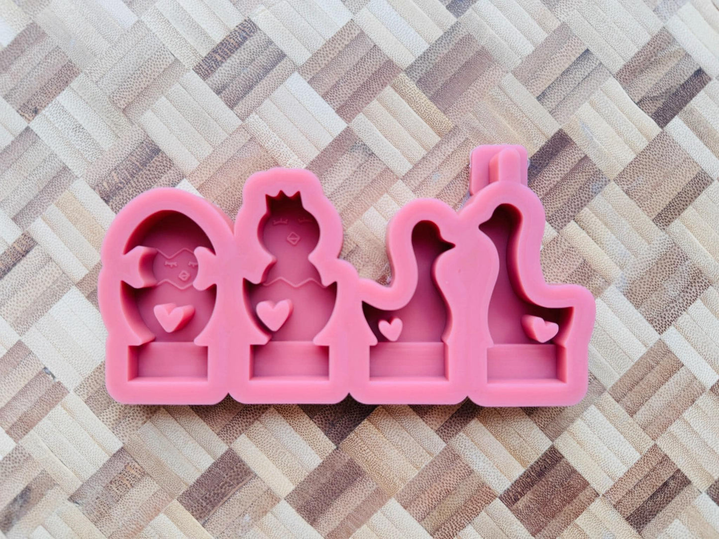 Silikon - Gießform - Klötzchenhäuser - Gans und Küken - Klötzchen - Häuserkranz -