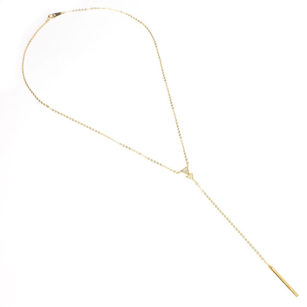 14k Gold Dipped Lariat Y Necklace, Gold Necklace, Minimalist Jewelry, Minimal Bar Lariat Necklace,