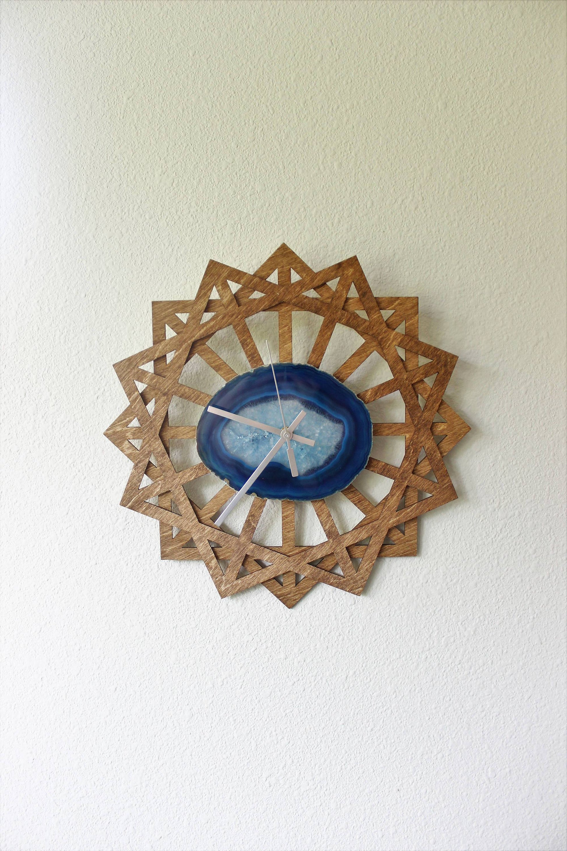 14" Sunburst Blue Agate Wall Clock