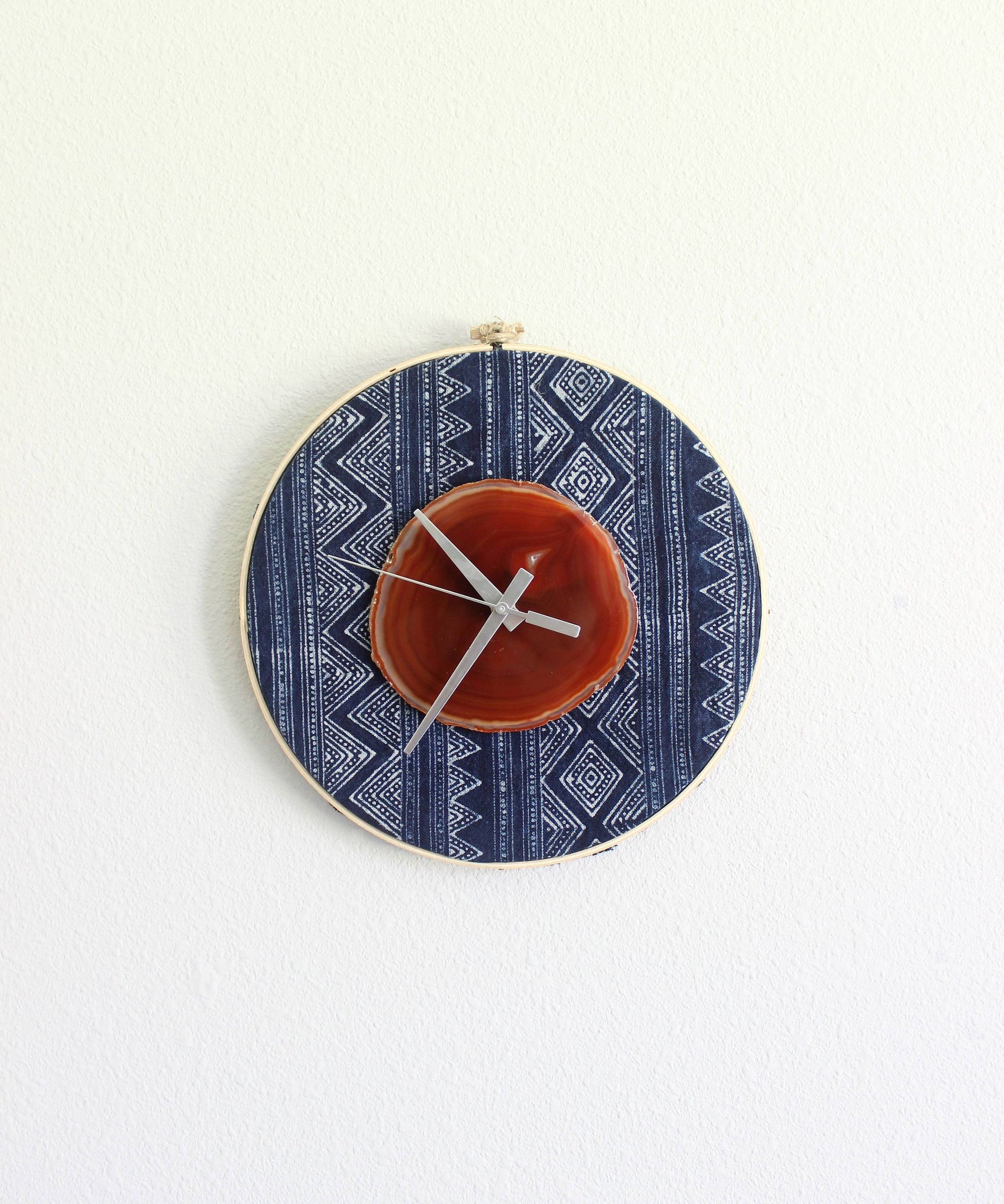 10" Textile Hmong Amber Agate Wall Clockg