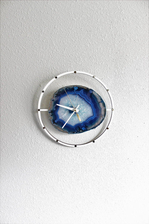 10" Blue Agate Wood Wall Clock
