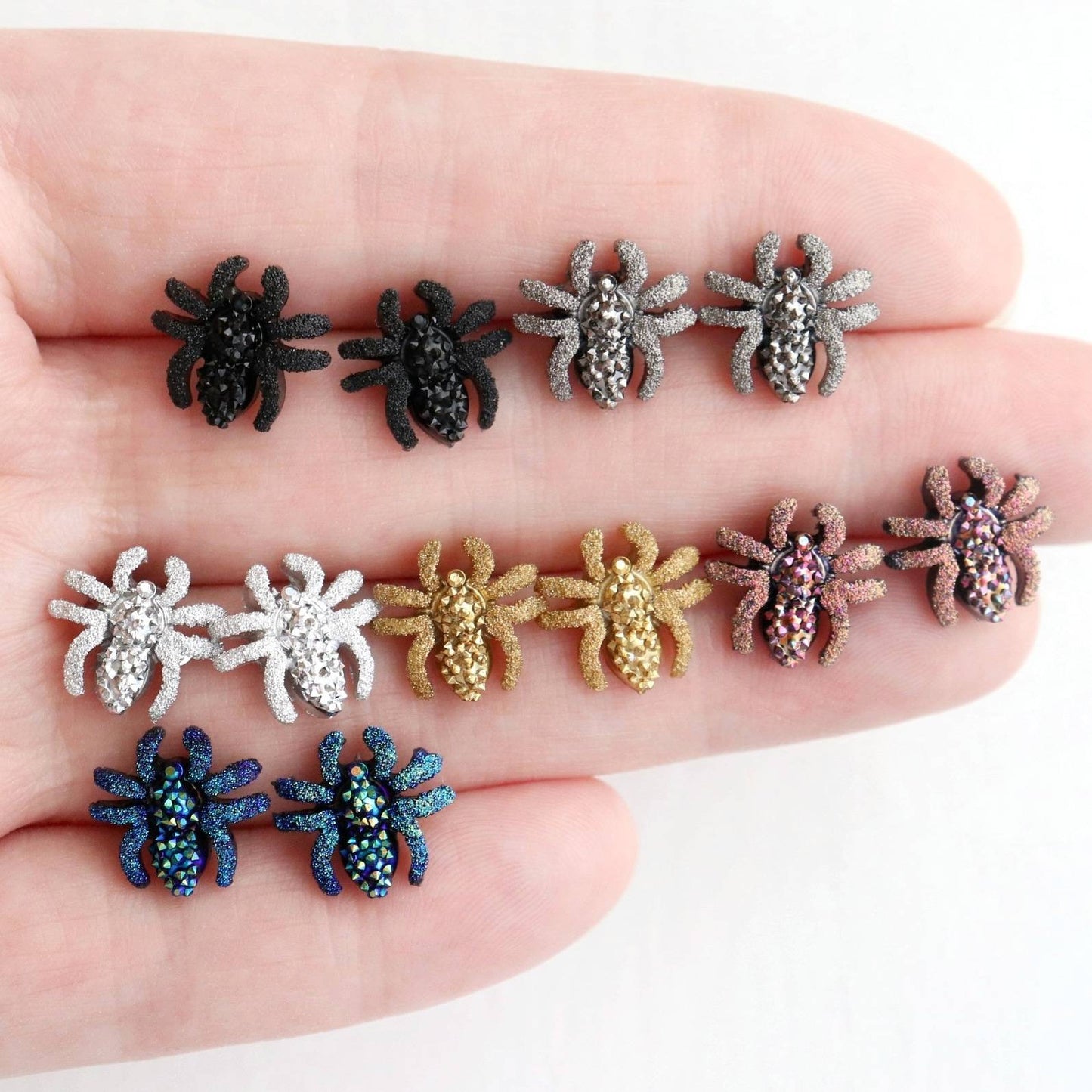 Fancy Spider Earrings/Halloween Jewelry/Hypoallergenic earrings/ Fun Accessories/Punk Jewelry/Clip ons for kids/Plastic Studs