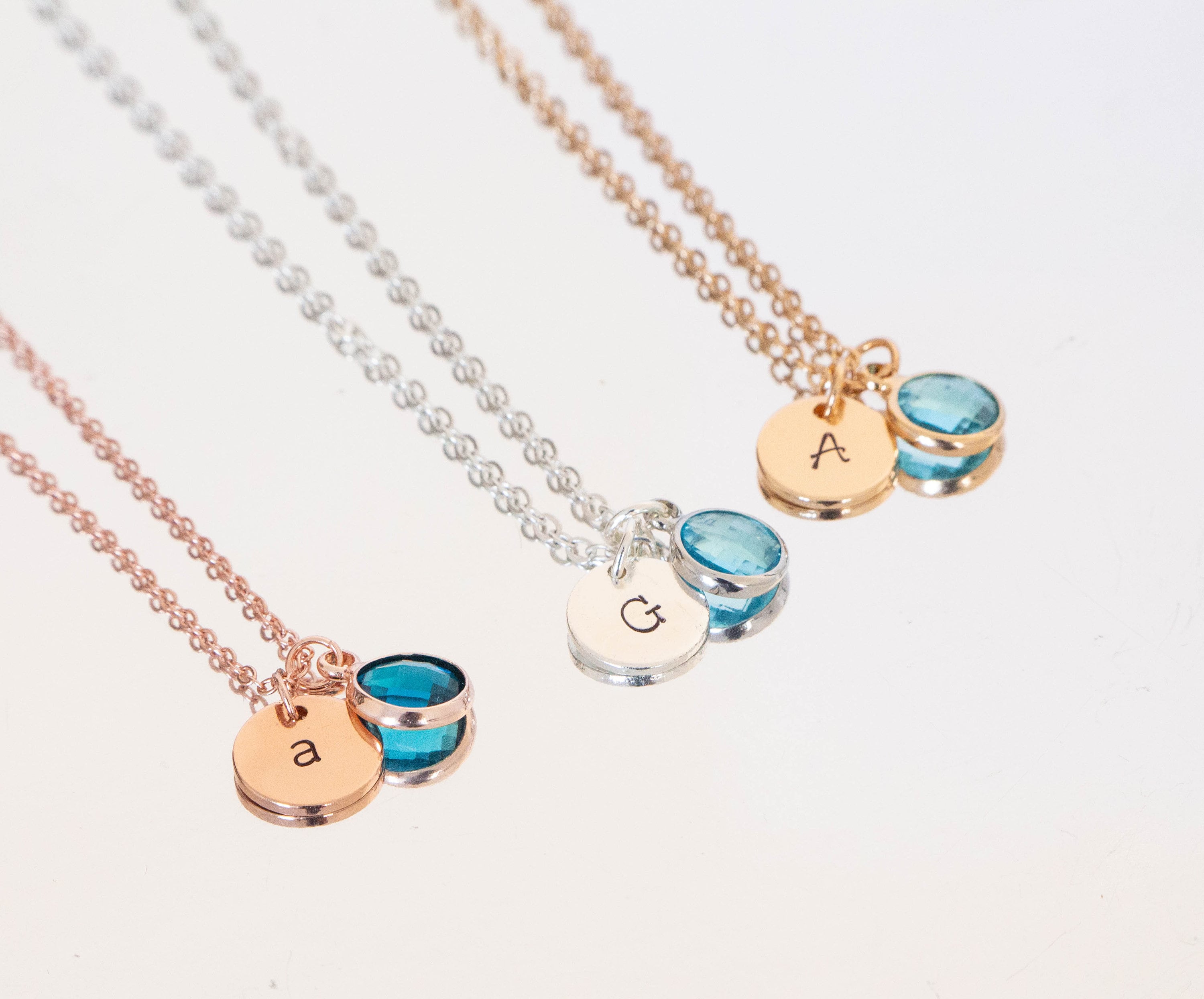 Initial Necklace, Birthstone Necklace, Personalised Jewellery , custom disc necklace , monogram necklace, bridesmaid gift, gift for mum