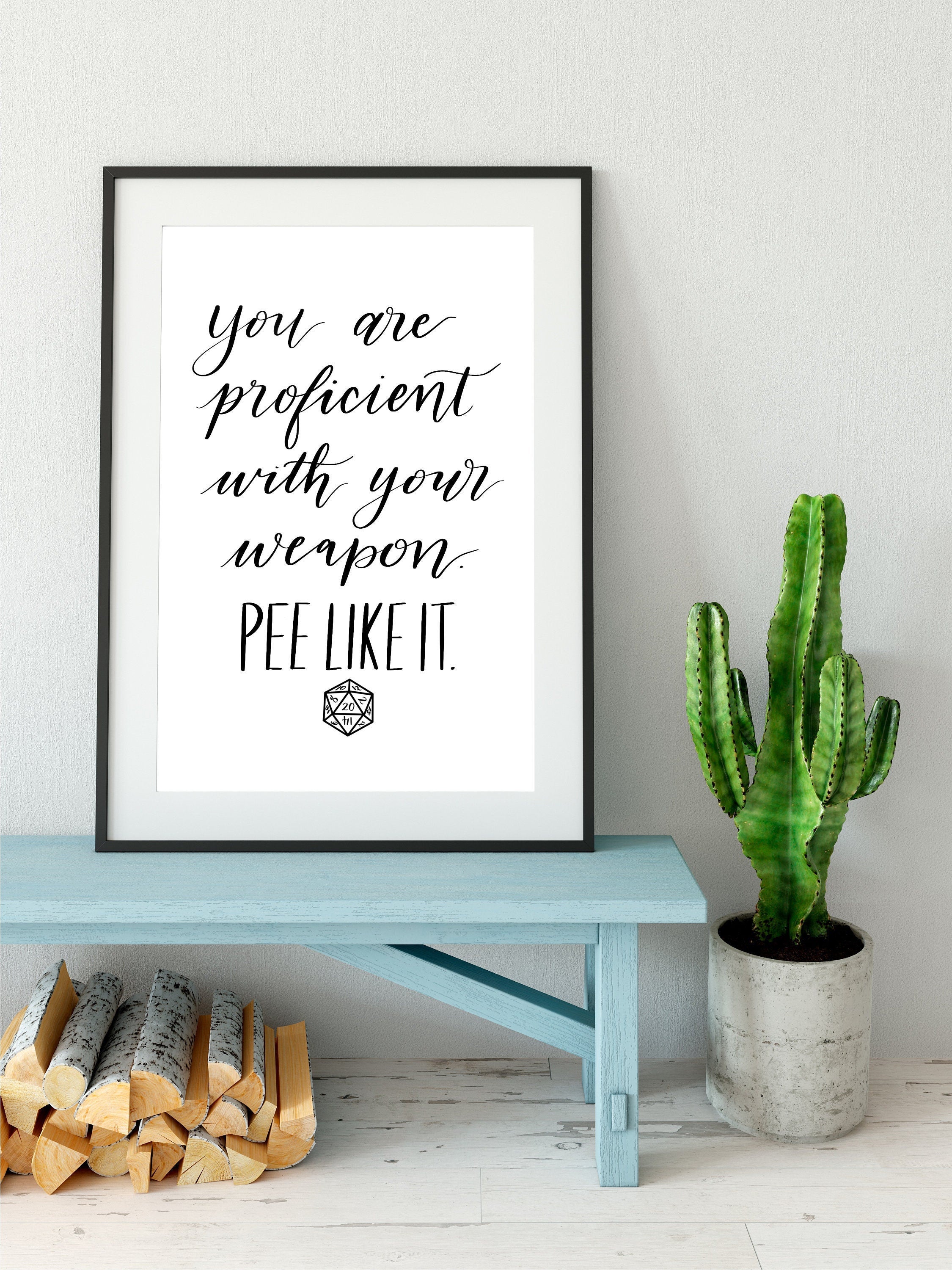 Weapon Proficiency potty humor / Funny Dungeons and Dragons bathroom digital print / bathroom printable / D&D / Nerd gift / Gift for Him