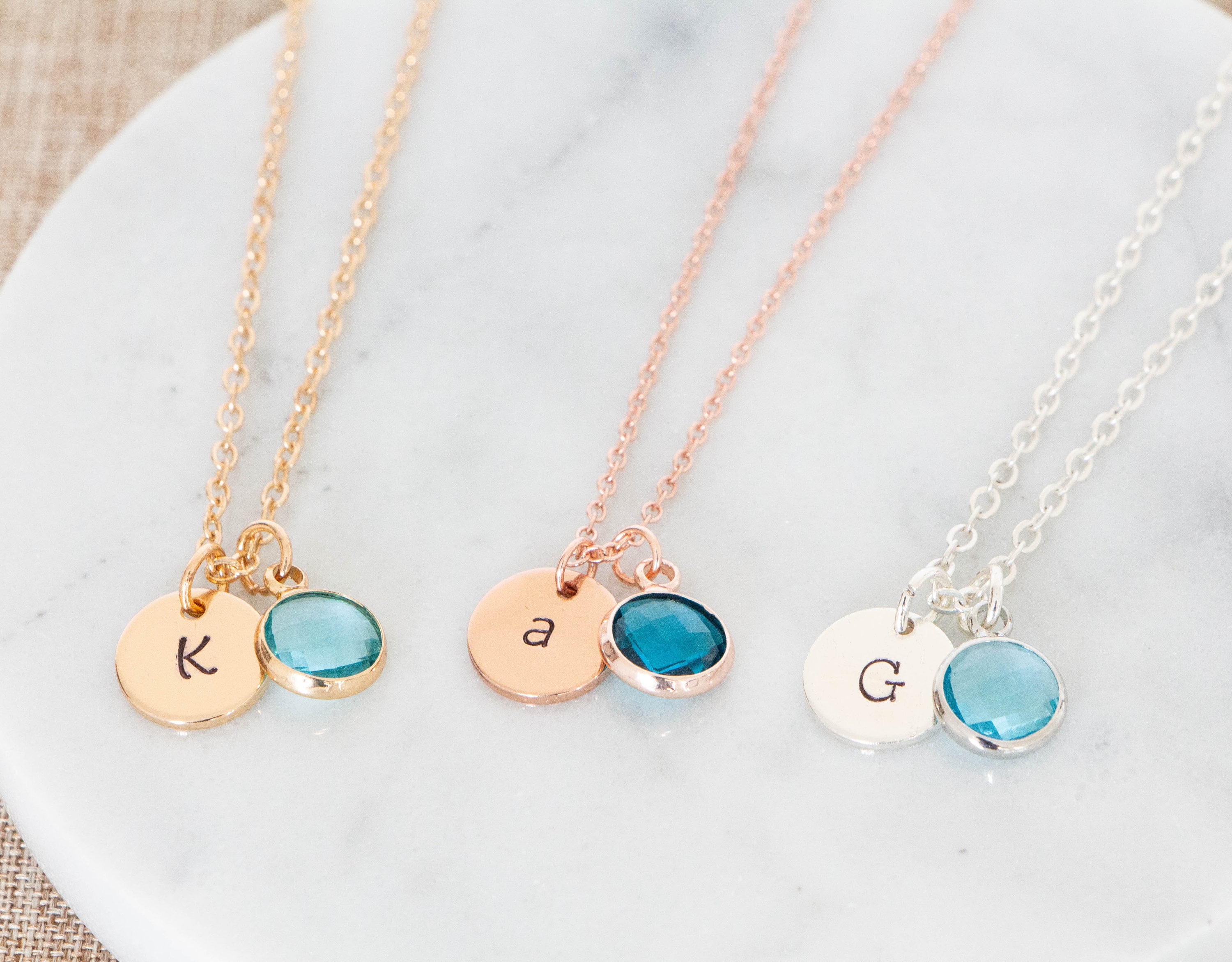 Initial Necklace, Birthstone Necklace, Personalised Jewellery , custom disc necklace , monogram necklace, bridesmaid gift, gift for mum