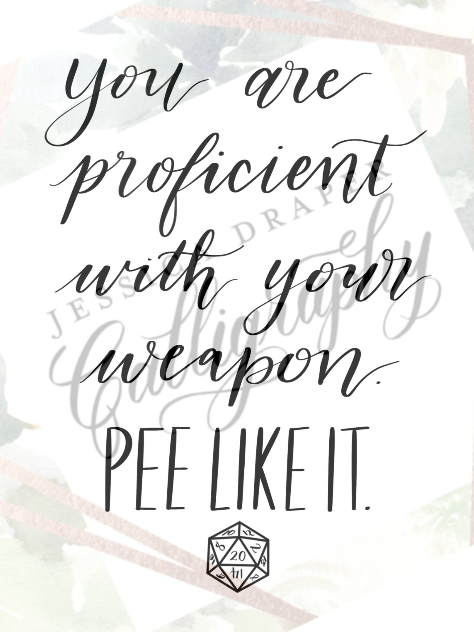 Weapon Proficiency potty humor / Funny Dungeons and Dragons bathroom digital print / bathroom printable / D&D / Nerd gift / Gift for Him