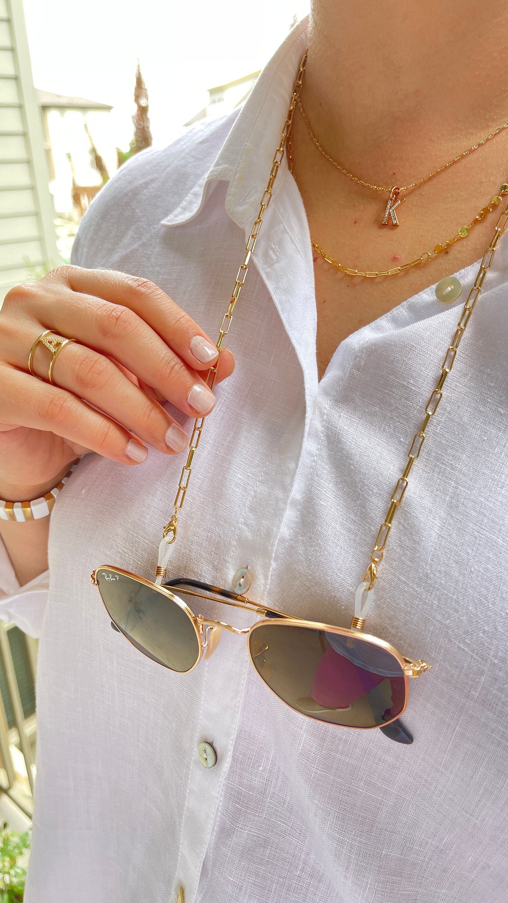 Gold Sunglasses Chain , Chain For Eyeglasses, Eyeglass Chain, Eyeglass Holder, Mask Chain , Paper Clip Mask Chain, Silver Sunglasses Chain