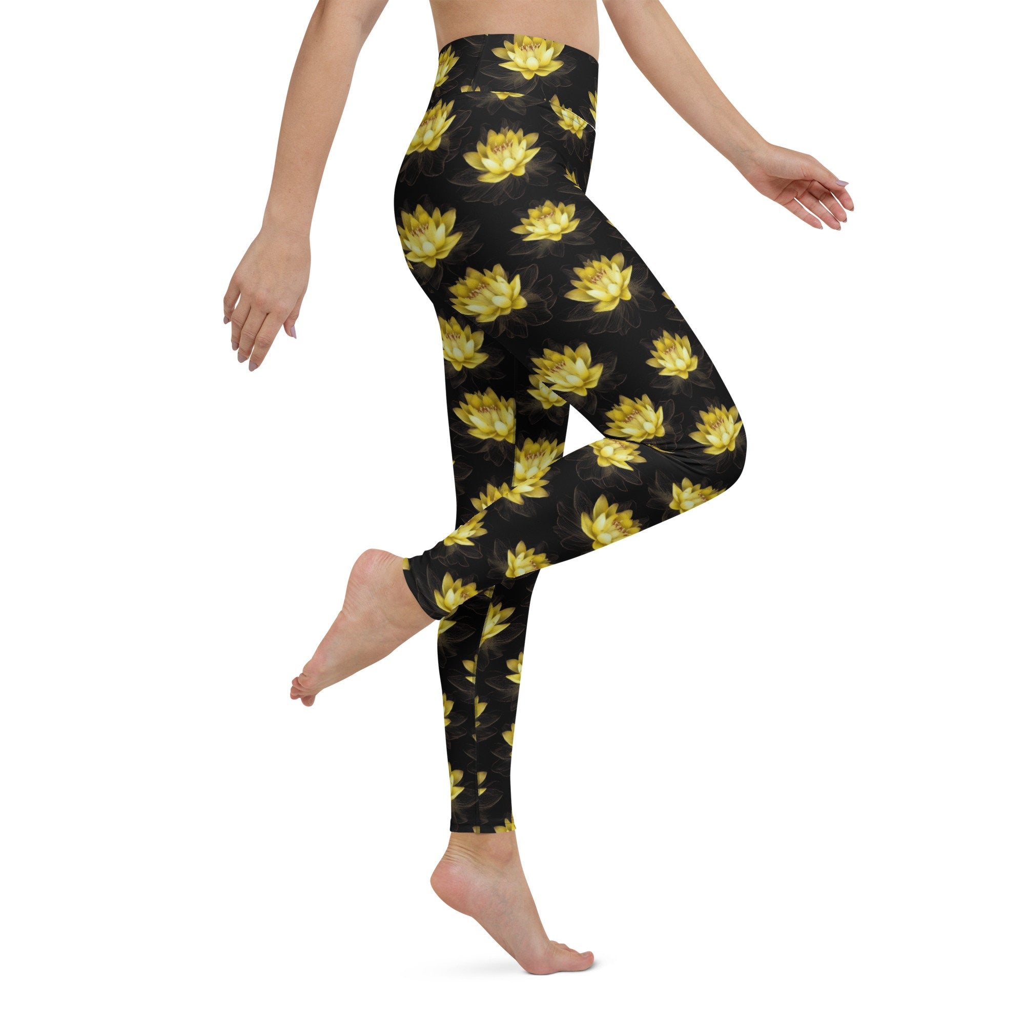 Yellow Lotus Leggings Woman, Yoga Leggings, Leggings for women, Fitness Leggings, Workout Leggings, Gym Leggings, High Waist Leggings
