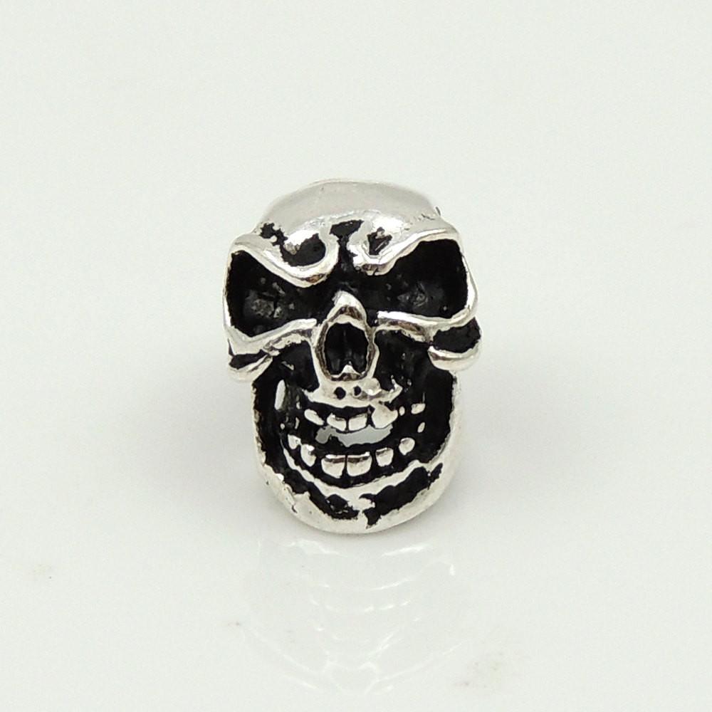 2 PCS Sterling Silver 925 Vintage Celtic Skull Bead Charm Spacer WSP215x2 Wholesale: See Discount Coupons in Item Details