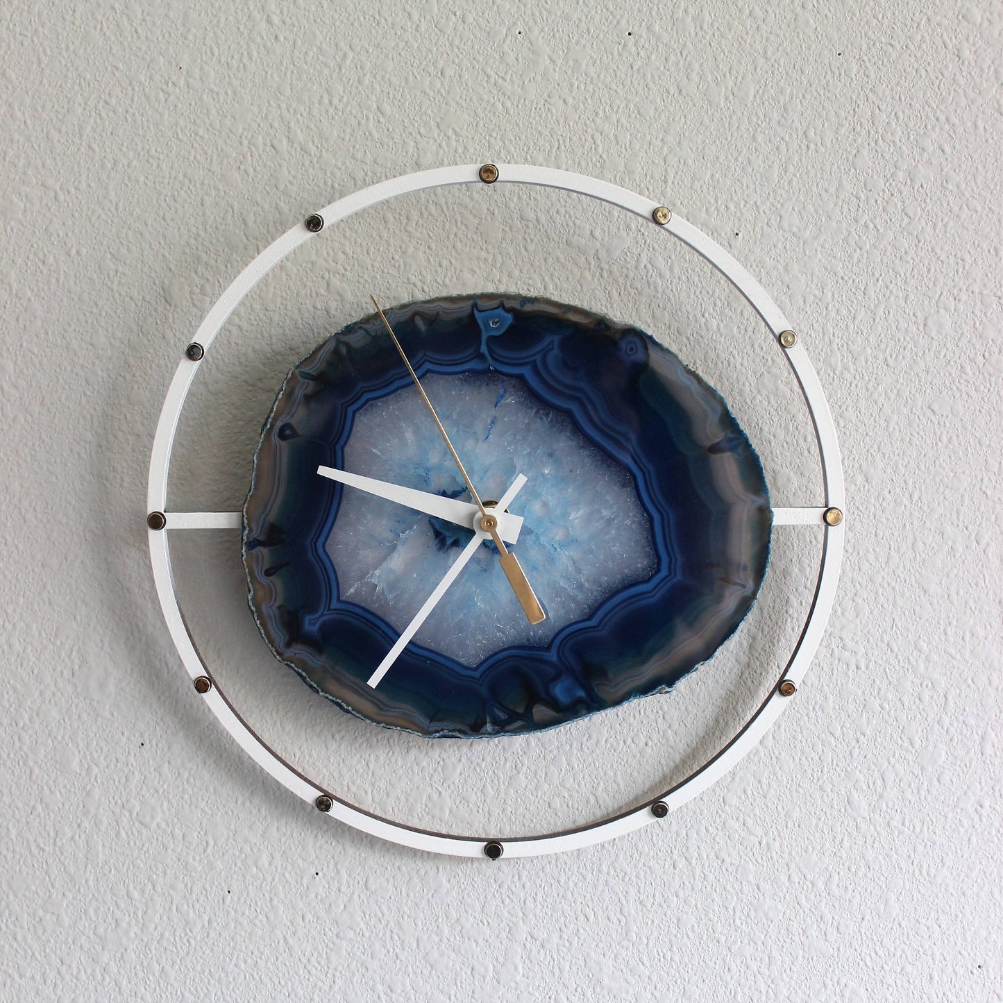 Copy 10" Blue Agate Wood Wall Clock Lower