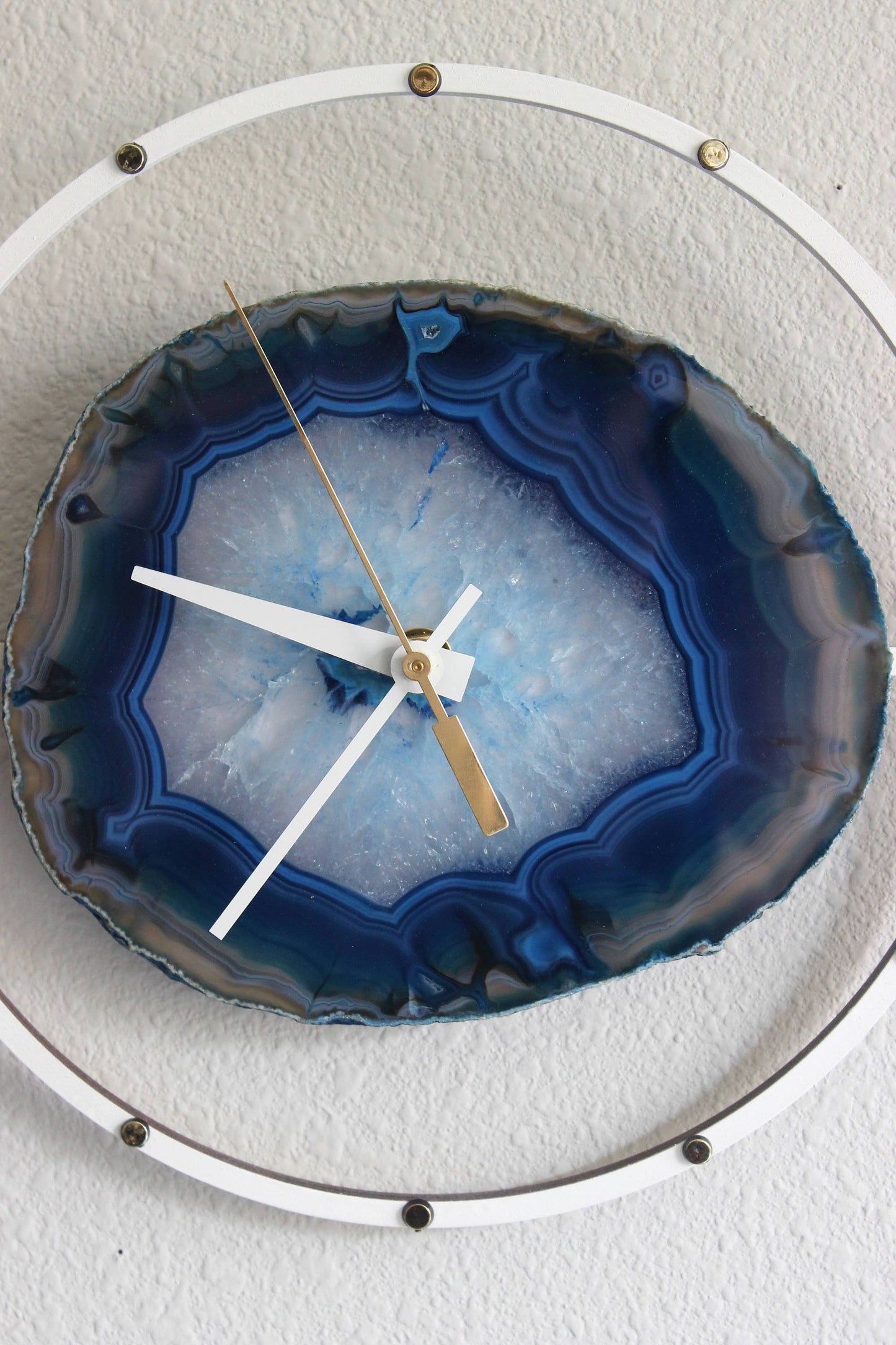 Copy 10" Blue Agate Wood Wall Clock Lower