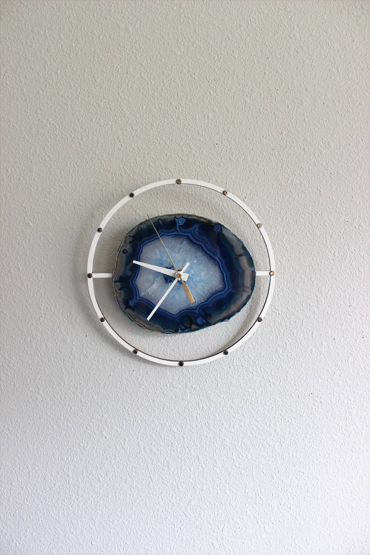 Copy 10" Blue Agate Wood Wall Clock Lower