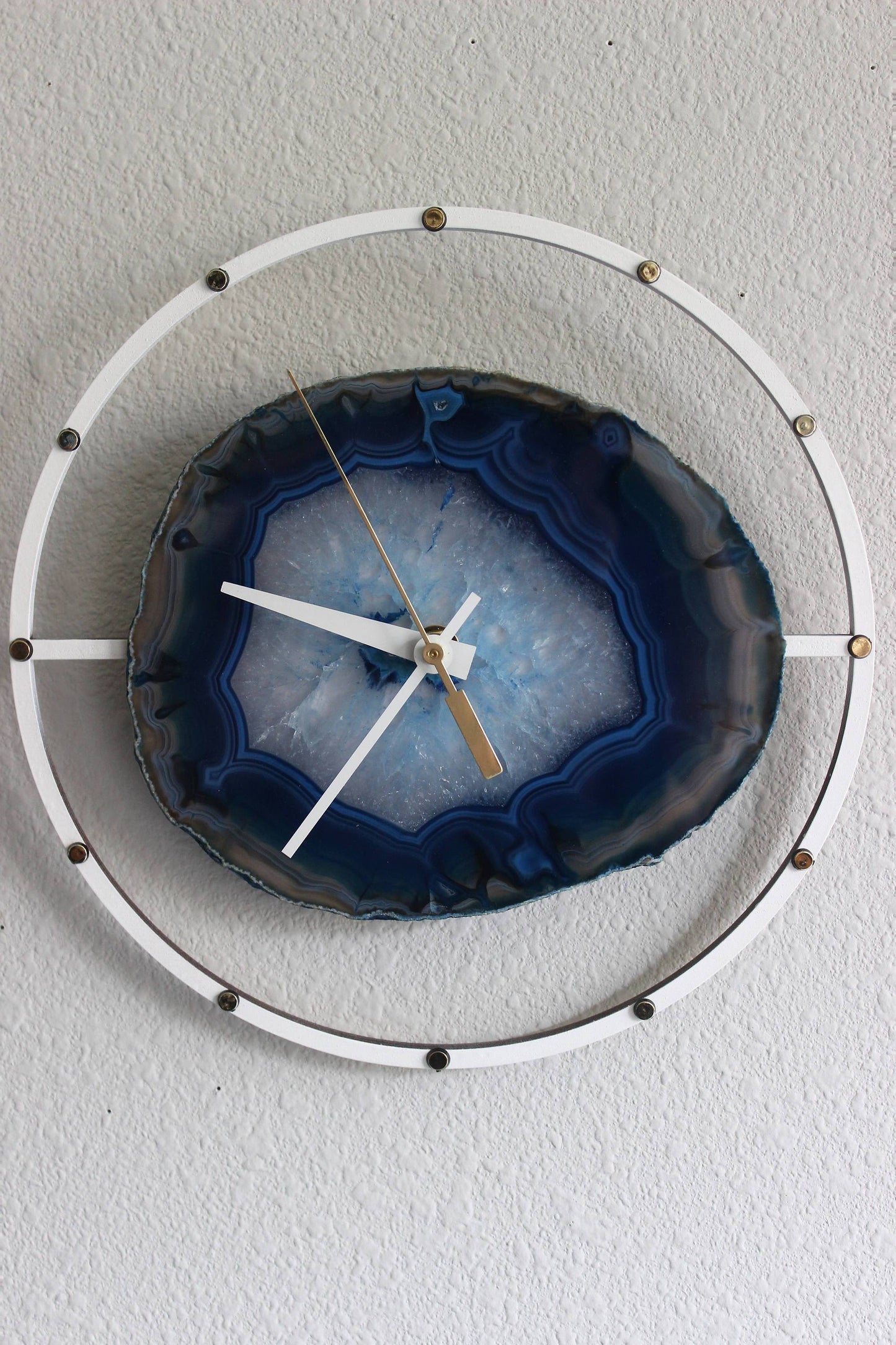 Copy 10" Blue Agate Wood Wall Clock Lower