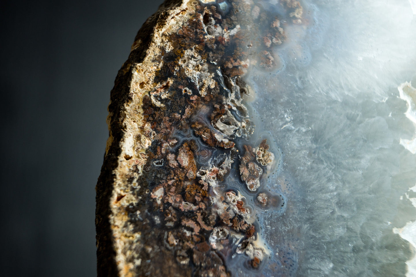 Rare Natural Moss Agate Geode Slice with White Sugar Druzy - Large Landscape Agate Specimen, 2.5 Kg - 5.4 lb