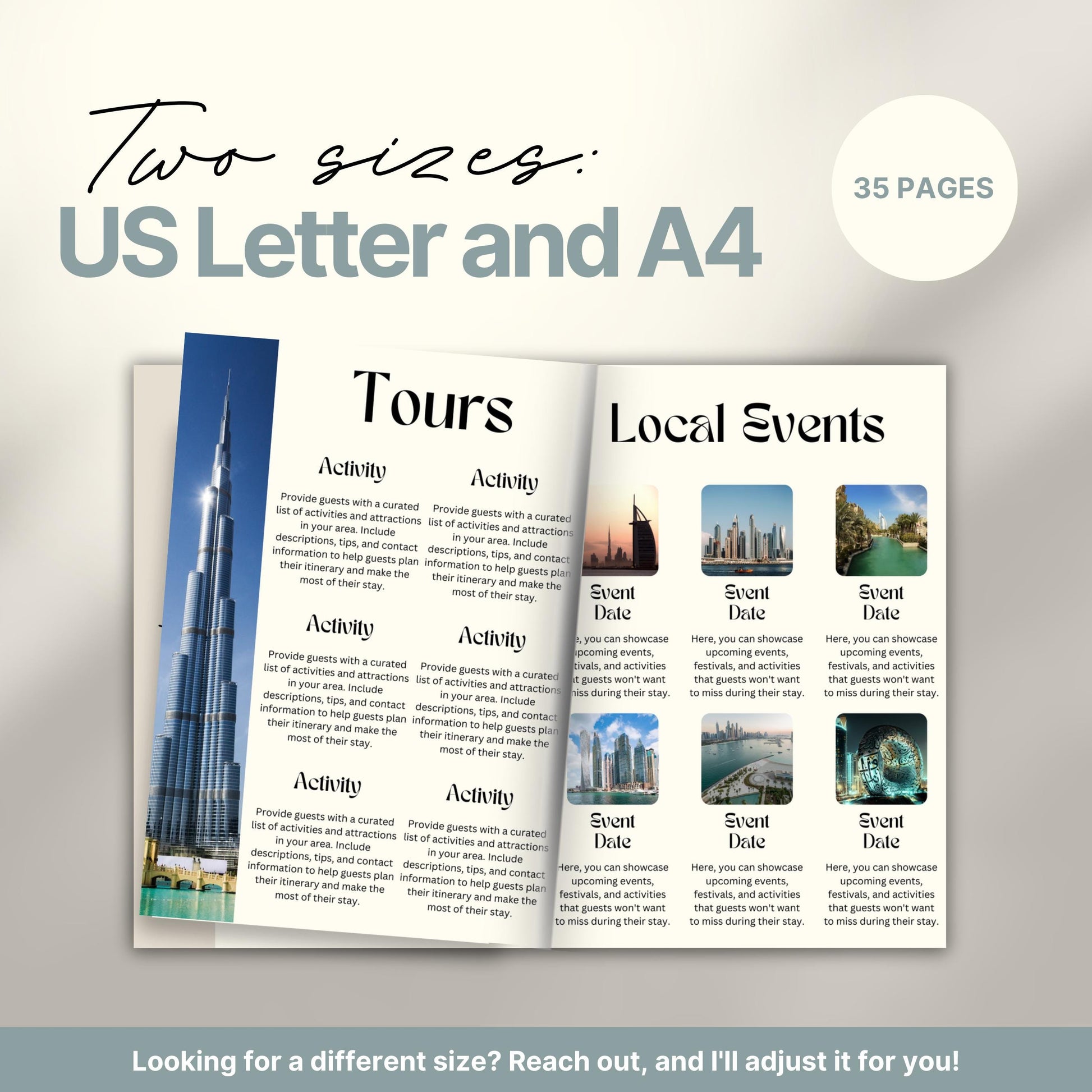 Dubai Travel Itinerary Template, Travel Planner, Dubai Trip Itinerary, Traveling Tour Guide, Marketing Holiday. Vacation Organizer Agent