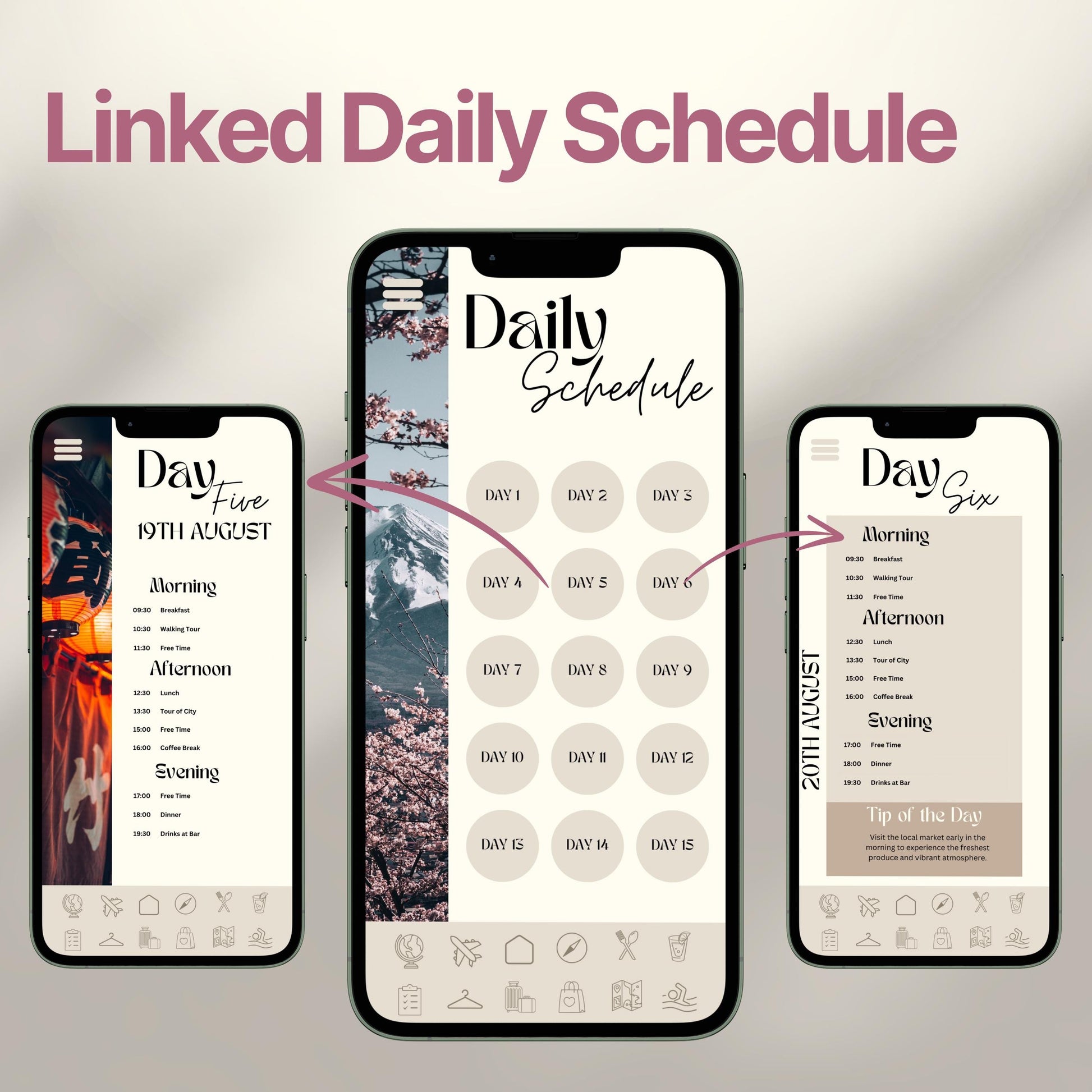 Japan Travel Itinerary Template, Trip Mobile Planner, Digital Vacation Schedule, Mobile Holiday Organizer, Travel Agent Marketing Tour Guide