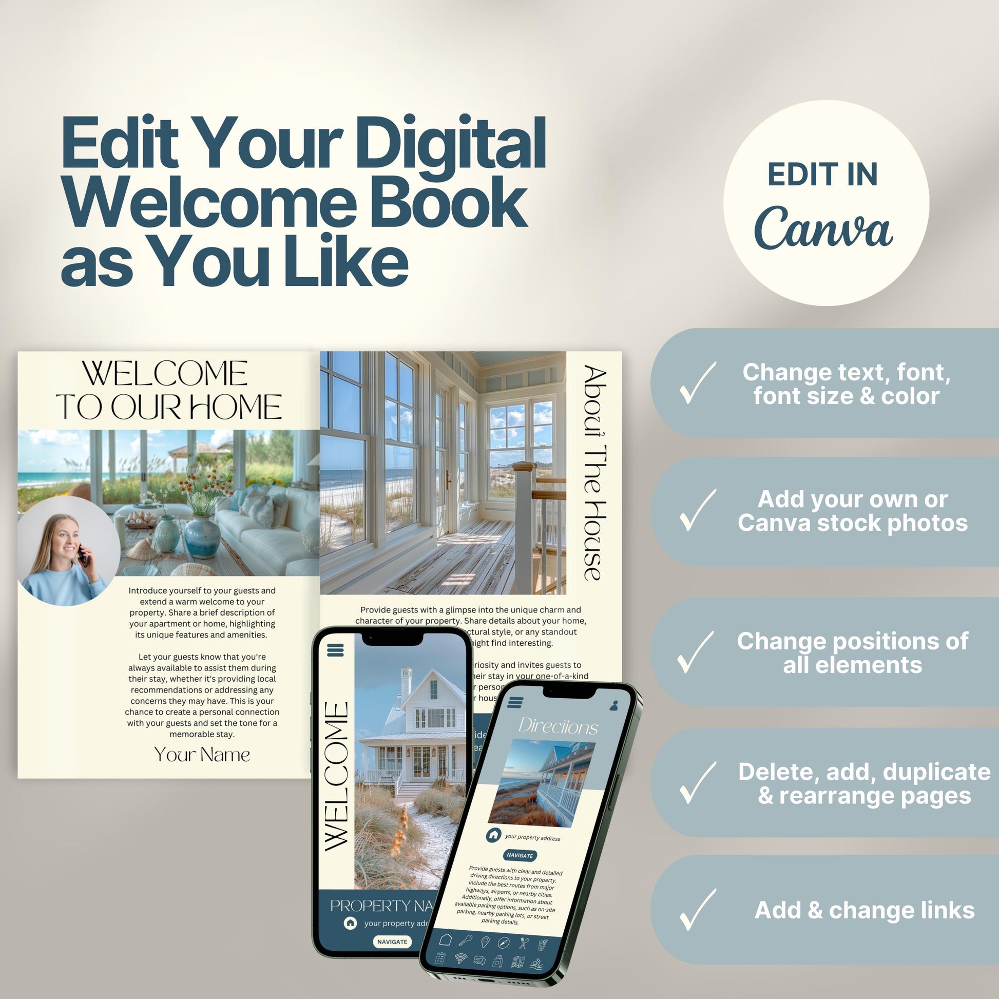 Airbnb Welcome Book Bundle, Digital Guest Book, Welcome Guide Mobile Template, Hosting House Guide, VRBO, Vacation Short Term Rental, Canva