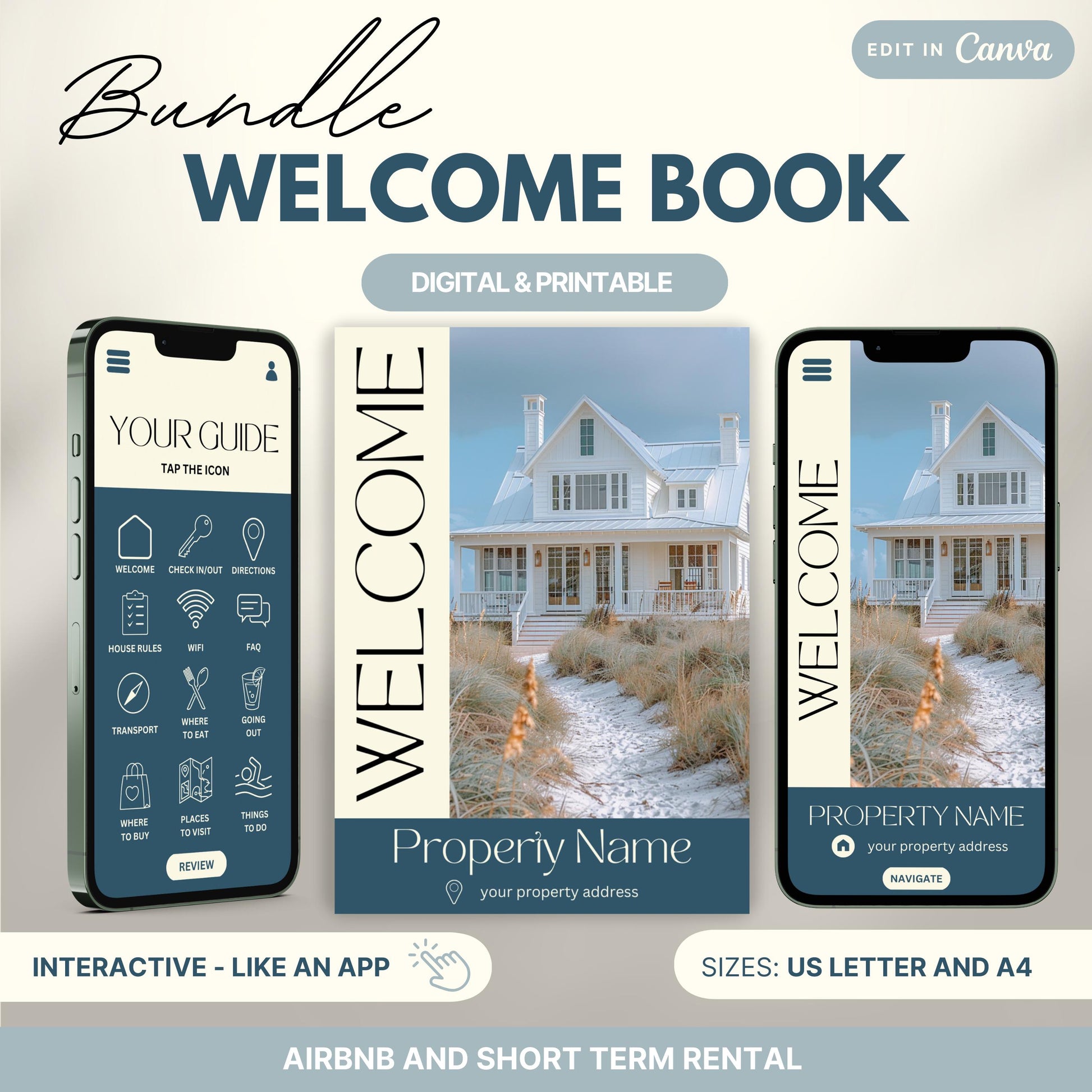 Airbnb Welcome Book Bundle, Digital Guest Book, Welcome Guide Mobile Template, Hosting House Guide, VRBO, Vacation Short Term Rental, Canva