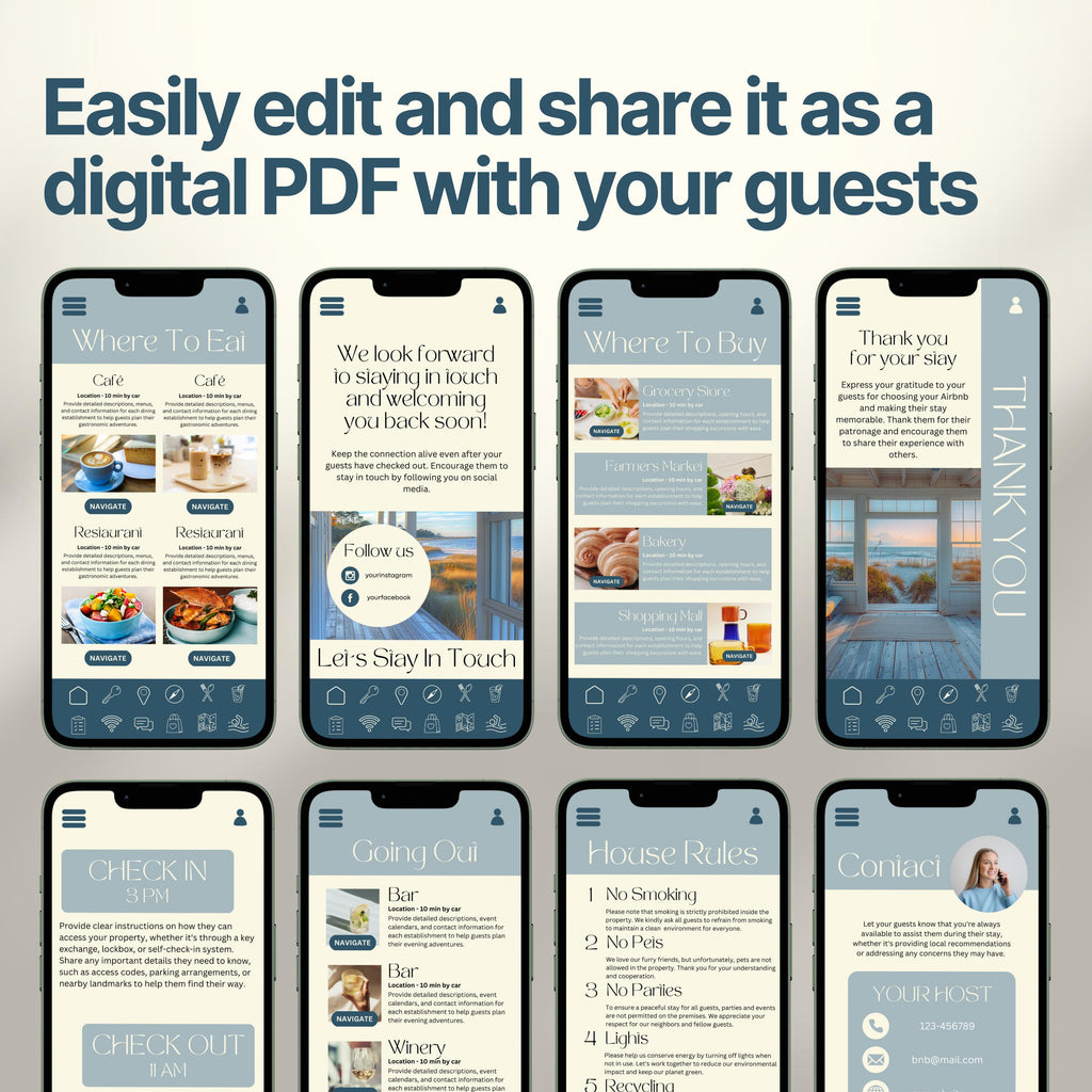 Airbnb Welcome Book Bundle, Digital Guest Book, Welcome Guide Mobile Template, Hosting House Guide, VRBO, Vacation Short Term Rental, Canva