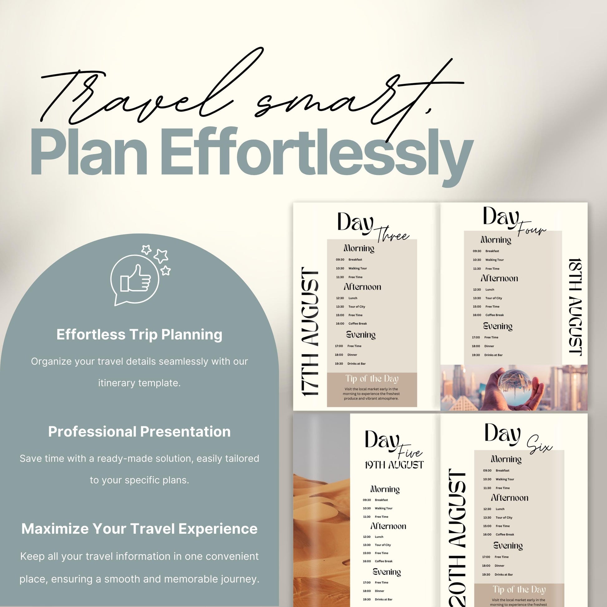 Dubai Travel Itinerary Template, Travel Planner, Dubai Trip Itinerary, Traveling Tour Guide, Marketing Holiday. Vacation Organizer Agent