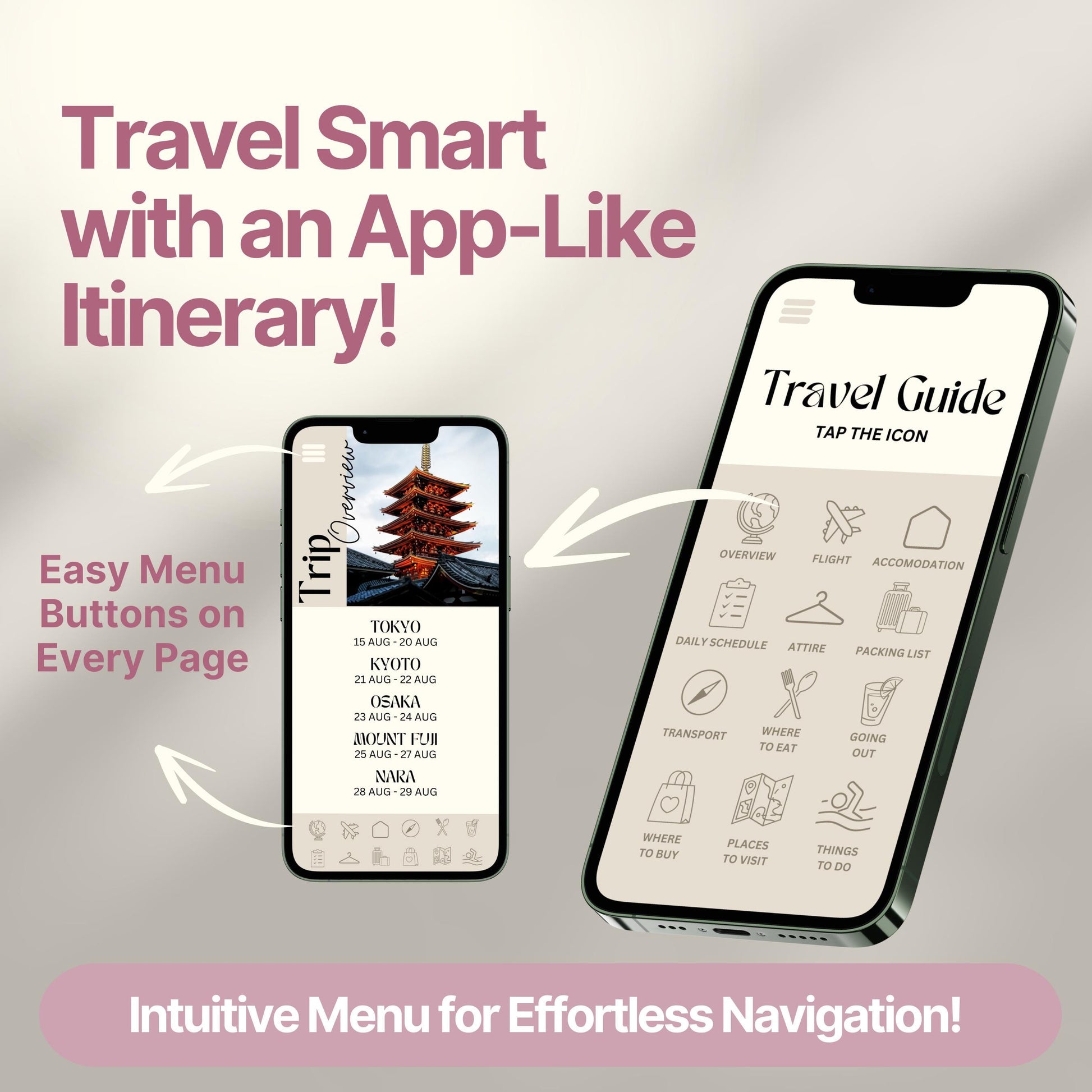 Japan Travel Itinerary Template, Trip Mobile Planner, Digital Vacation Schedule, Mobile Holiday Organizer, Travel Agent Marketing Tour Guide