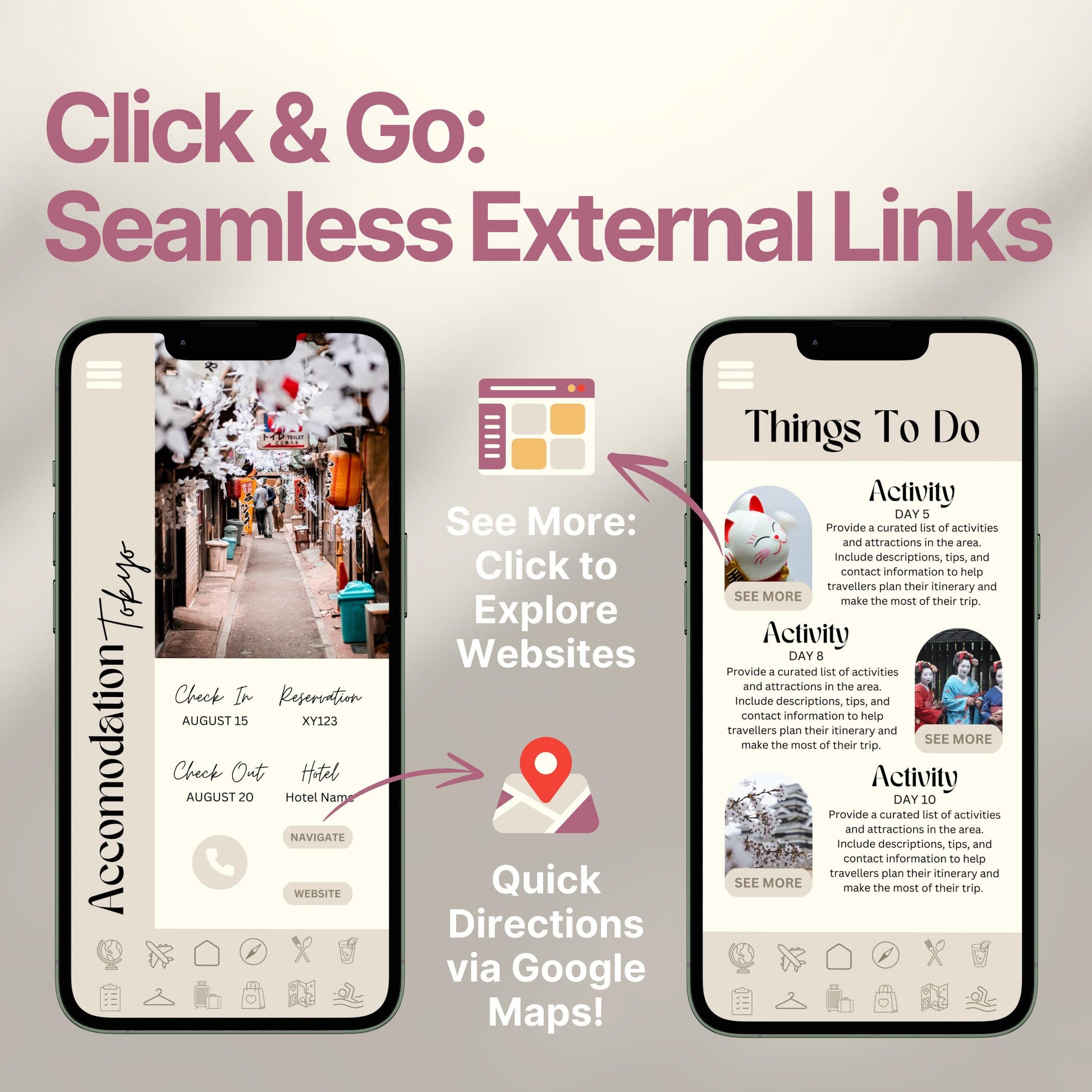 Japan Travel Itinerary Template, Trip Mobile Planner, Digital Vacation Schedule, Mobile Holiday Organizer, Travel Agent Marketing Tour Guide