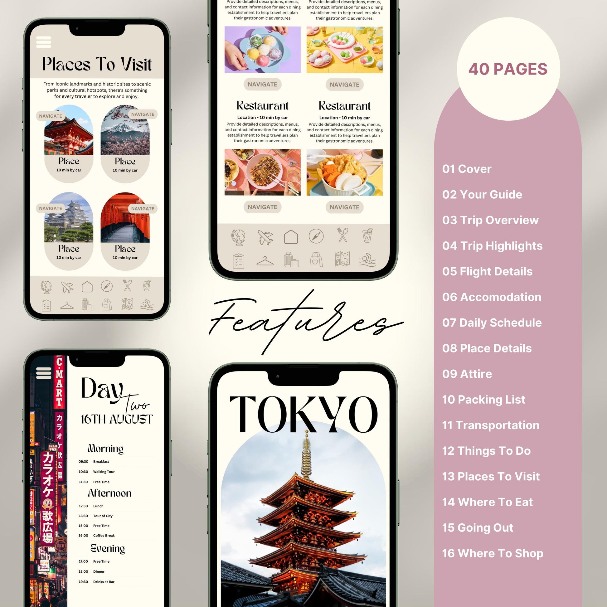 Japan Travel Itinerary Template, Trip Mobile Planner, Digital Vacation Schedule, Mobile Holiday Organizer, Travel Agent Marketing Tour Guide