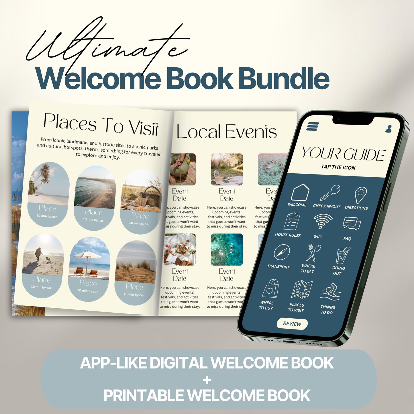 Airbnb Welcome Book Bundle, Digital Guest Book, Welcome Guide Mobile Template, Hosting House Guide, VRBO, Vacation Short Term Rental, Canva