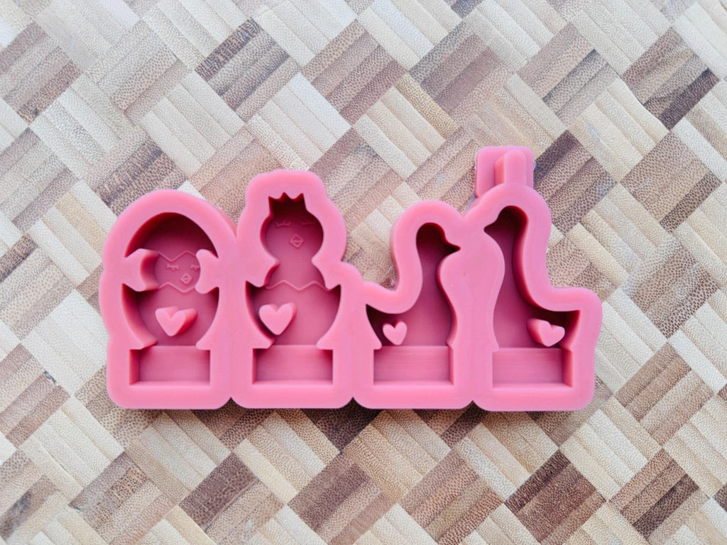 Silikon - Gießform - Klötzchenhäuser - Gans und Küken - Klötzchen - Häuserkranz -
