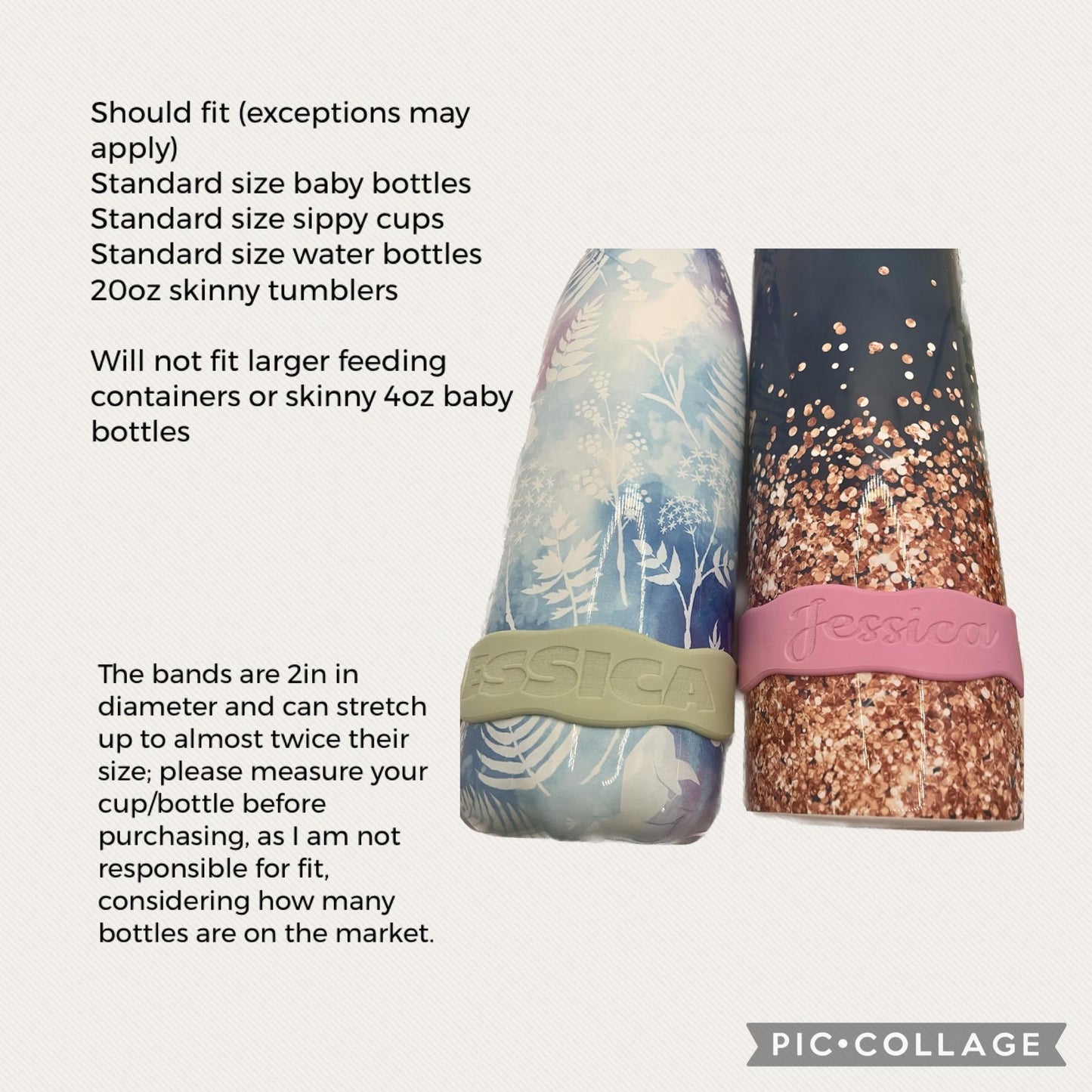 Etiqueta personalizada para 1 botella, etiqueta de silicona, etiqueta para botella de agua, etiqueta reutilizable para botella, etiqueta grabada para taza, etiqueta escolar, etiqueta de guardería