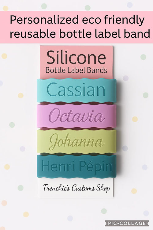 Personalized 1 Bottle Label, Silicone Label, Water Bottle Label, reusable label for bottle, Engraved Cup Label, School label, Daycare label