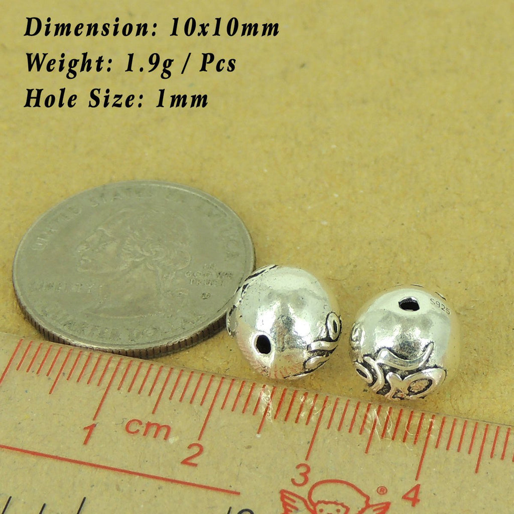 2 PCS 925 Stamp Sterling Silver Beads OM Buddhism Vintage Jewelry Making Wholesale Retail WSP469X2