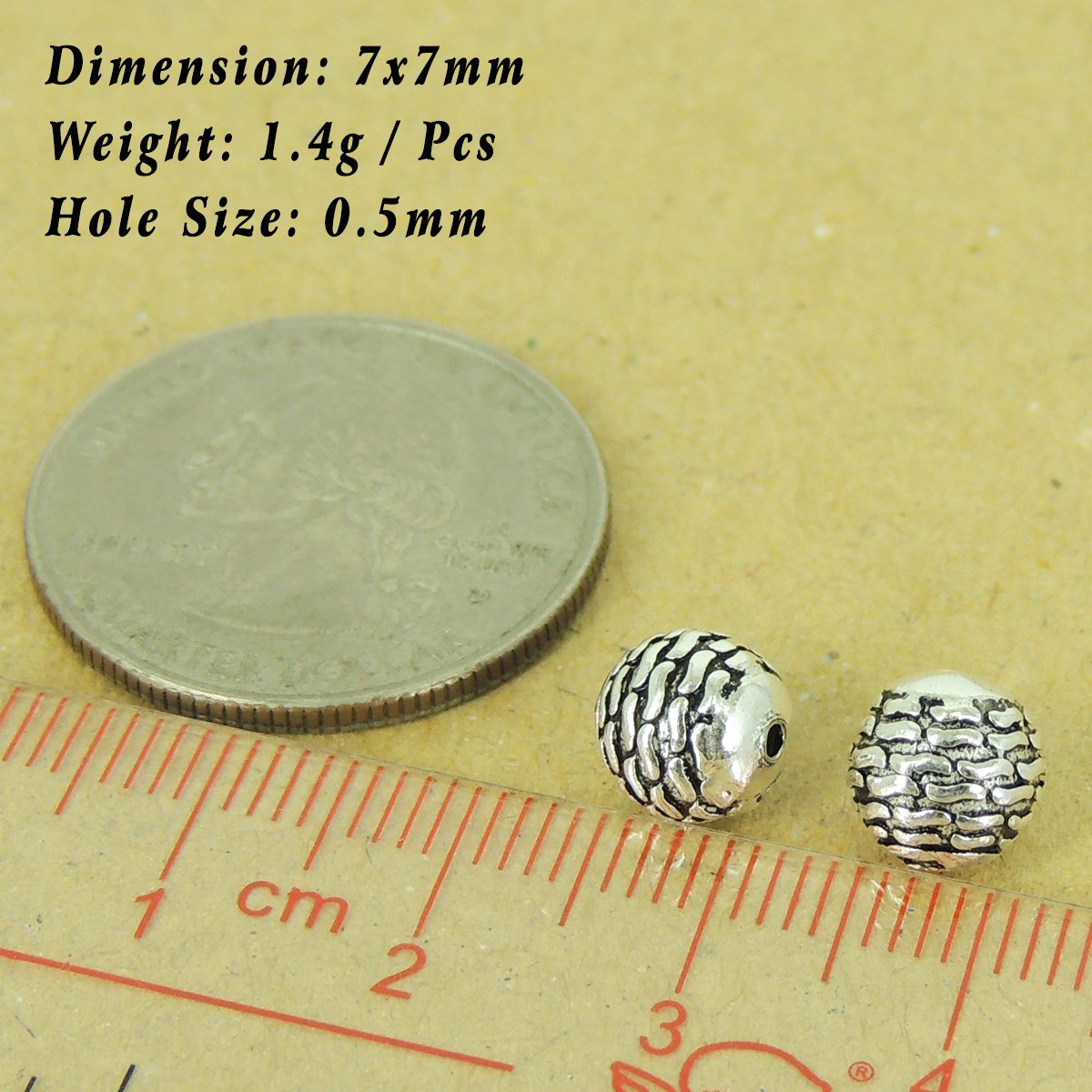 2 PCS 925 Stamp Sterling Silver Beads Vintage Celtic WSP483X2 Wholesale: See Discount Coupons in Item Details