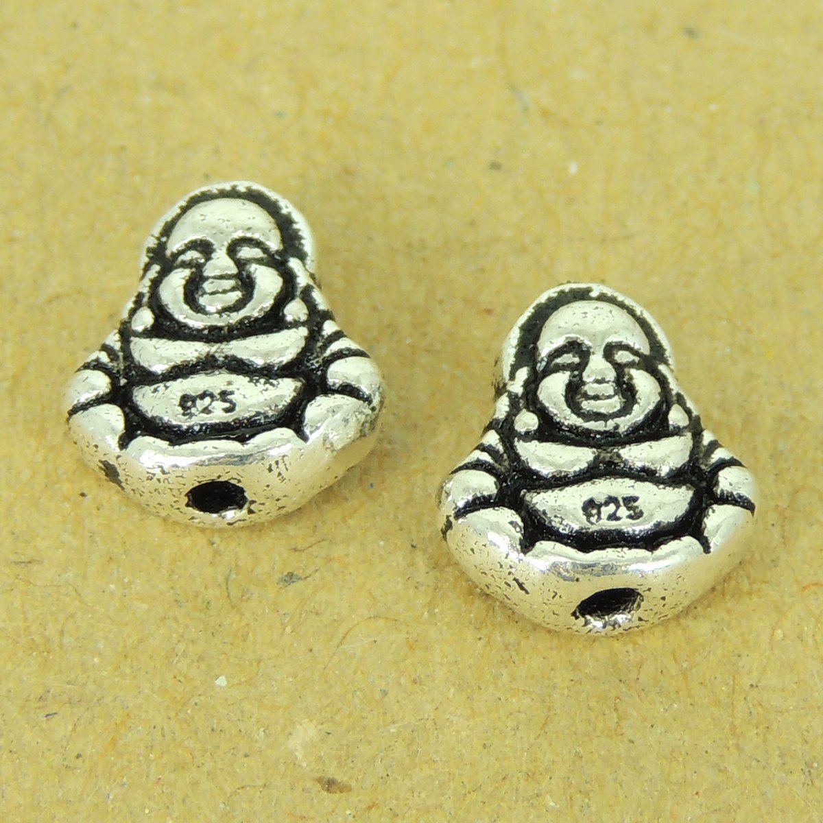 2 PCS 925 Stamp Sterling Silver Buddha Beads Buddhism WSP484X2 Wholesale: See Discount Coupons in Item Details