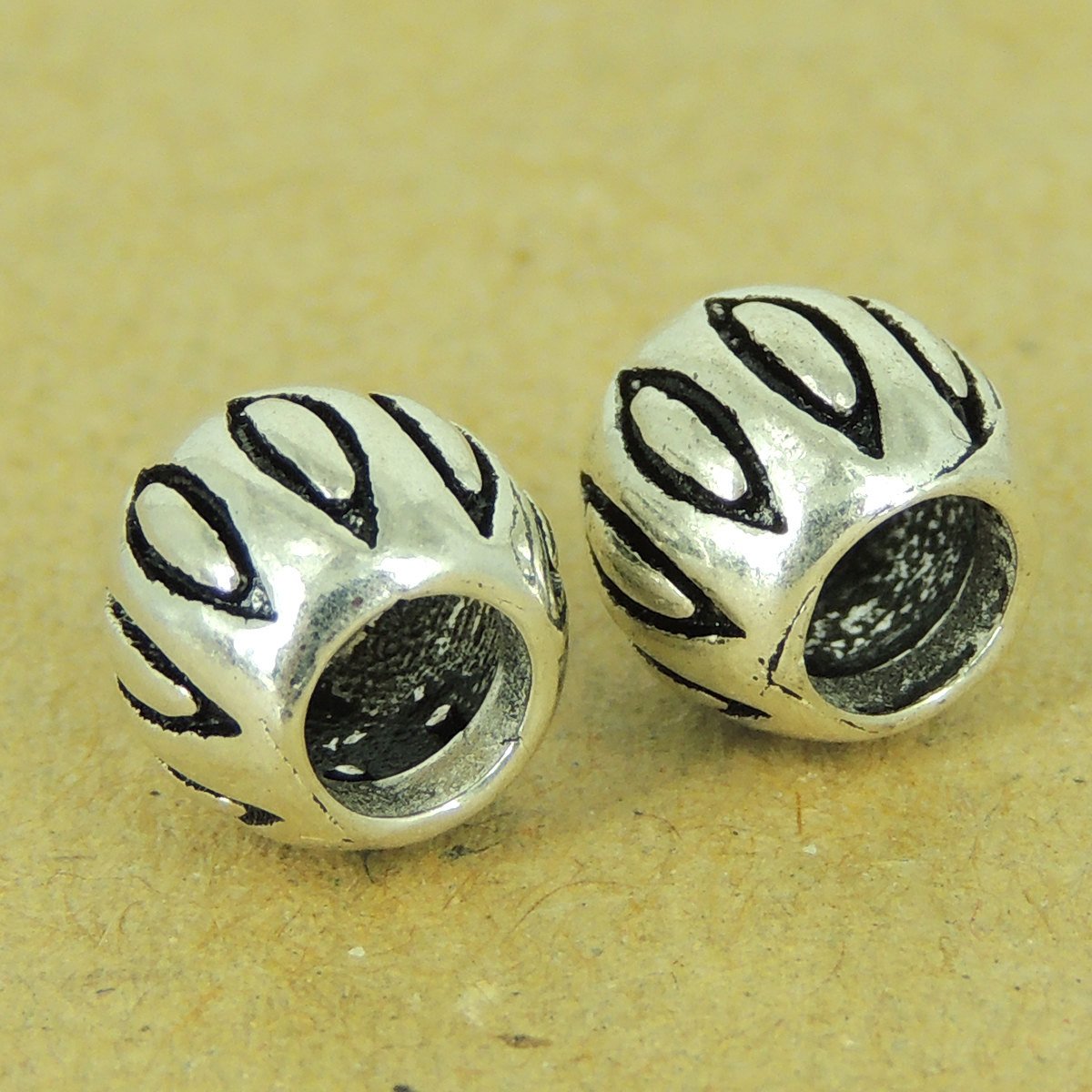 2 PCS 925 Sterling Silver Barrel Beads Vintage Celtic WSP486X2 Wholesale: See Discount Coupons in Item Details