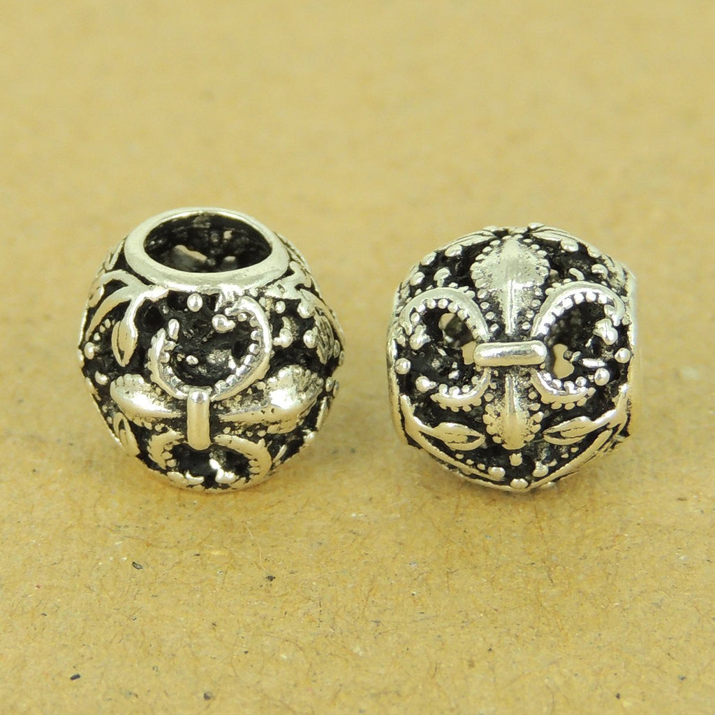 2 PCS 925 Sterling Silver Bead Fleur de Lis WSP495X2 Wholesale: See Discount Coupons in Item Details