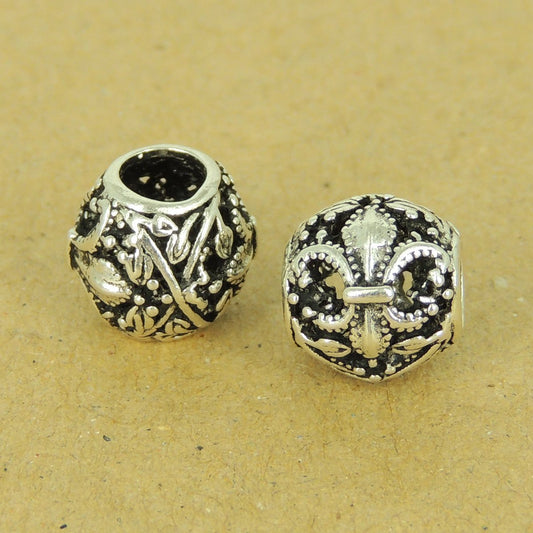 2 PCS 925 Sterling Silver Bead Fleur de Lis WSP495X2 Wholesale: See Discount Coupons in Item Details