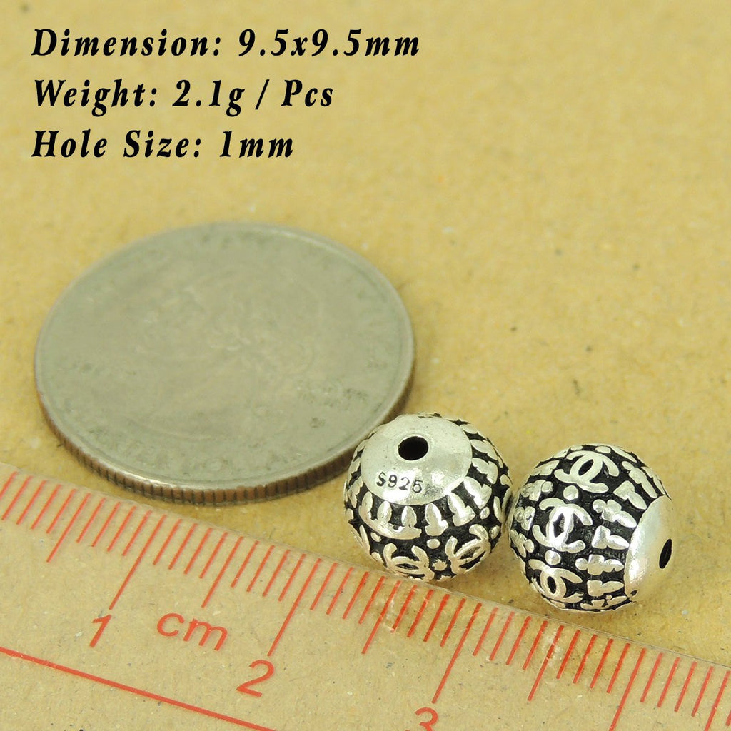 2 PCS 925 Stamp Sterling Silver Beads Round Celtic WSP496X2 Wholesale: See Discount Coupons in Item Details