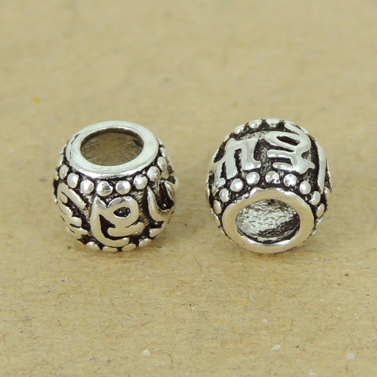 2 PCS 925 Sterling Silver OM Spacers Vintage Buddhism Mala Protection Jewelry Making Wholesale Retail WSP442X2