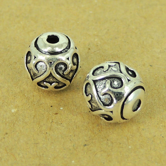 2 PCS 925 Sterling Silver Love Heart Sign Beads Vintage WSP449X2 Wholesale: See Discount Coupons in Item Details