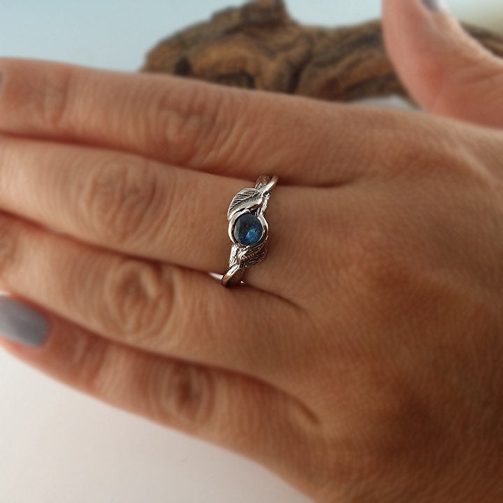 Leaf and Twig Birthstone or Gemstone Engagement Ring, Made to Order in Sterling Silver or Gold by Dawn Vertrees