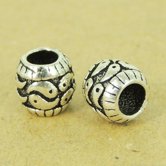 2 PCS 925 Sterling Silver Yinyang Taiji Barrel Beads Protection Vintage WSP479X2 Wholesale: See Discount Coupons in Item Details