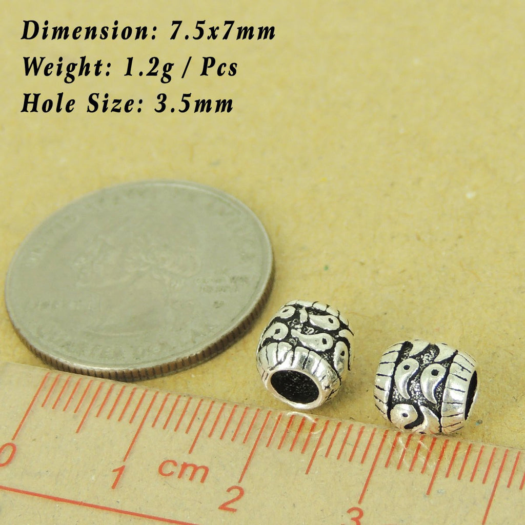 2 PCS 925 Sterling Silver Yinyang Taiji Barrel Beads Protection Vintage WSP479X2 Wholesale: See Discount Coupons in Item Details