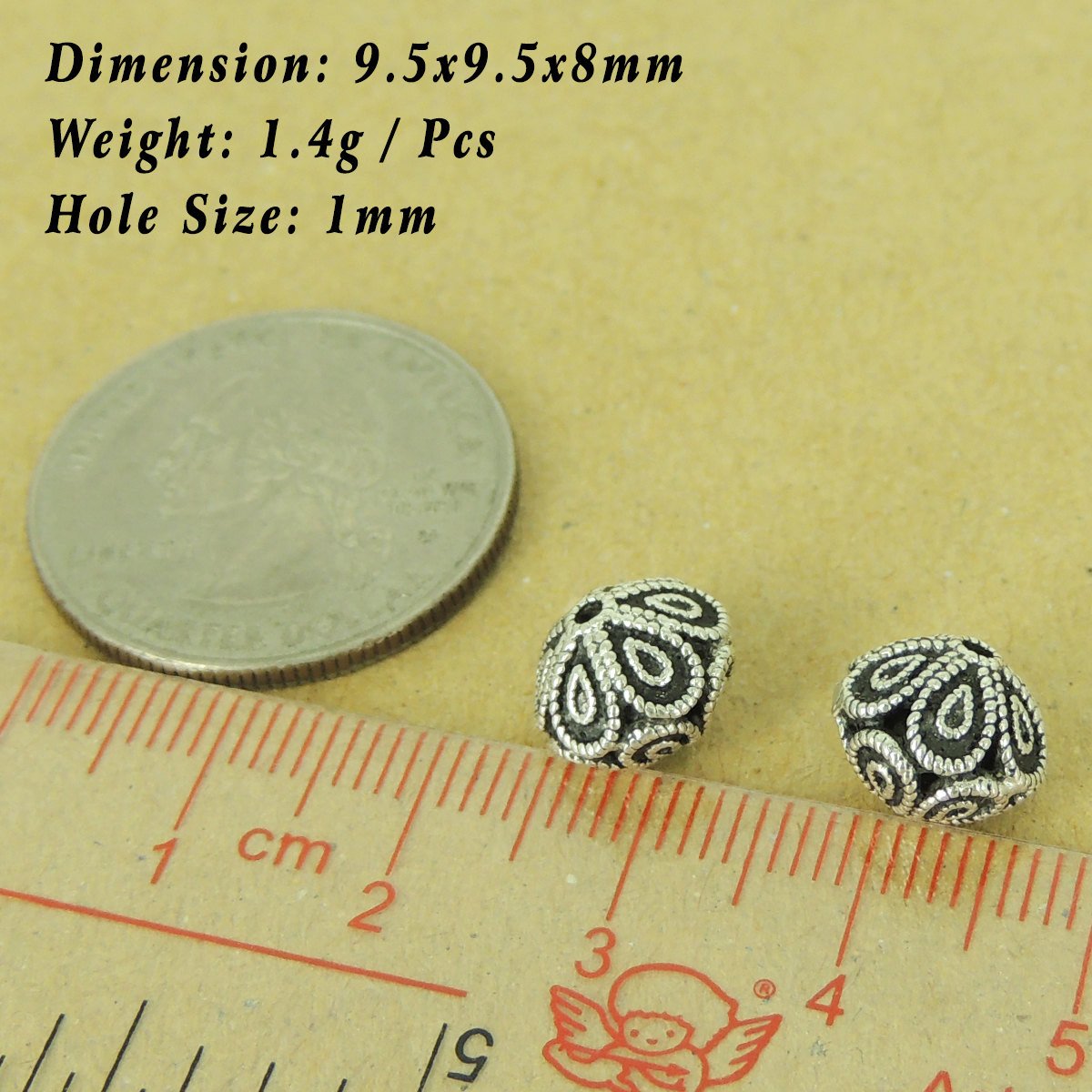 2 PCS 925 Sterling Silver Beads Vintage Celtic WSP485X2 Wholesale: See Discount Coupons in Item Details