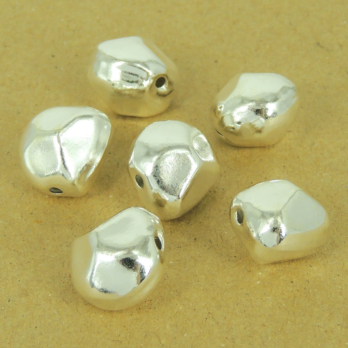 1 PCS 925 Sterling Silver Bead Seamless Faceted Irregular Shape WSP494 Wholesale: See Discount Coupons in Item Details