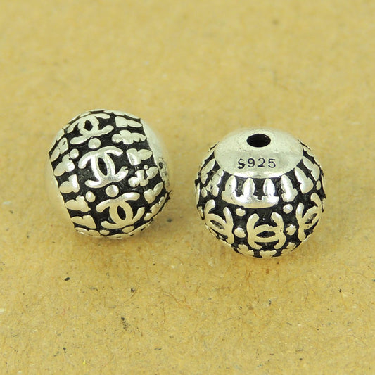 2 PCS 925 Stamp Sterling Silver Beads Round Celtic WSP496X2 Wholesale: See Discount Coupons in Item Details