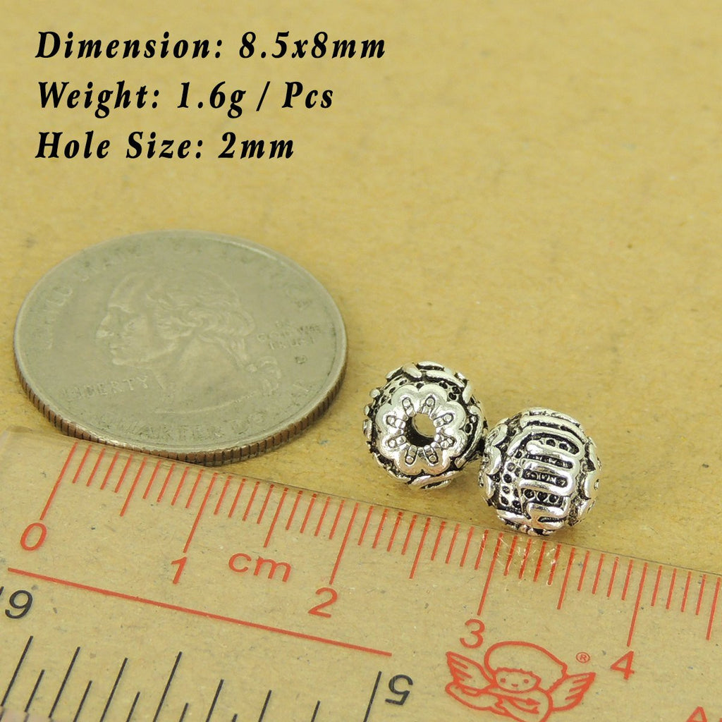 2 Pcs Sterling Silver OM Beads Buddhism Vintage DIY Jewelry Making WSP512X2 Wholesale: See Discount Coupons in Item Details