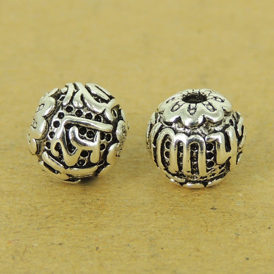 2 Pcs Sterling Silver OM Beads Buddhism Vintage DIY Jewelry Making WSP512X2 Wholesale: See Discount Coupons in Item Details