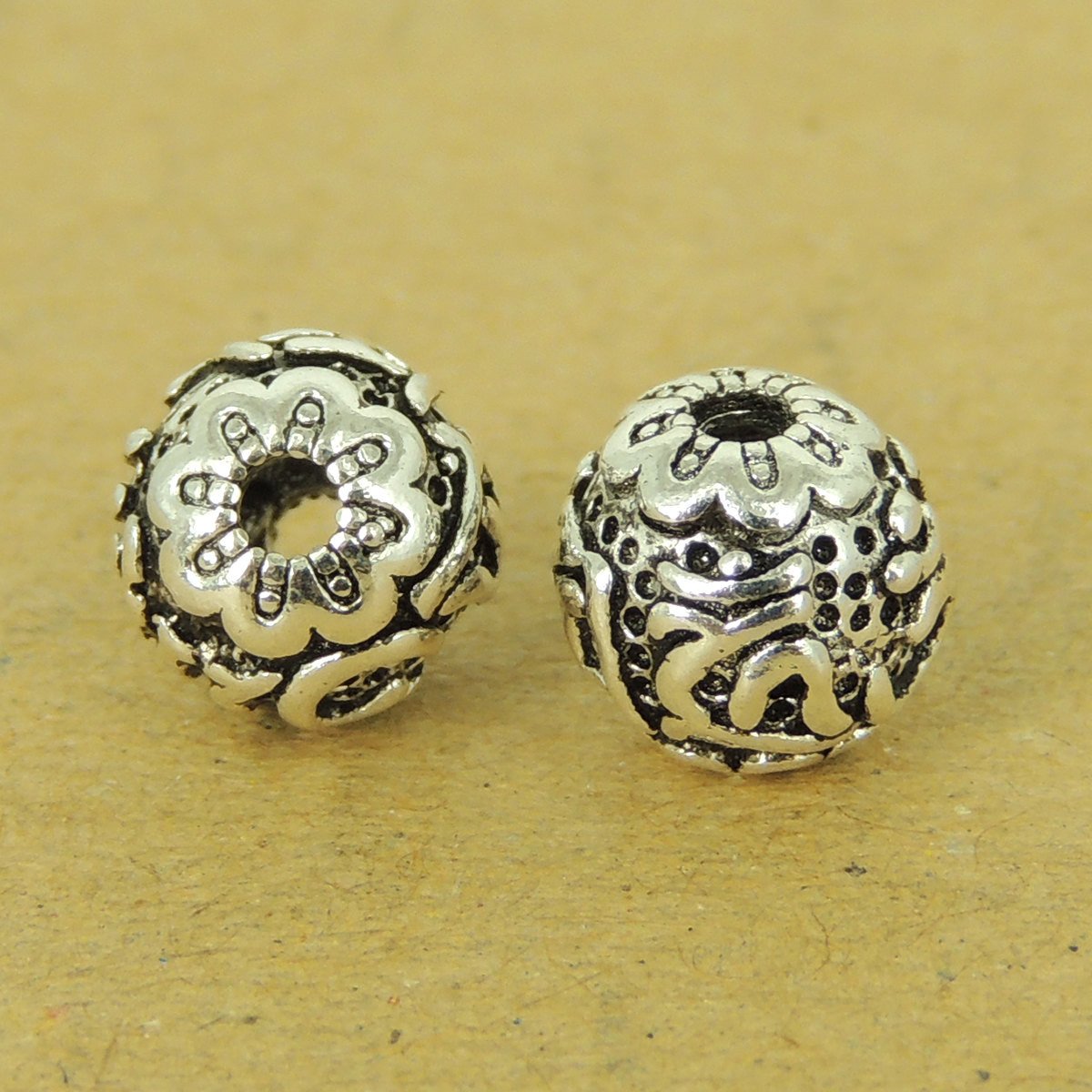 2 Pcs Sterling Silver OM Beads Buddhism Vintage DIY Jewelry Making WSP512X2 Wholesale: See Discount Coupons in Item Details