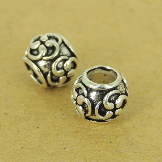 2 Pcs Sterling Silver Barrel Beads Vintage DIY Jewelry Making WSP514X2 Wholesale: See Discount Coupons in Item Details